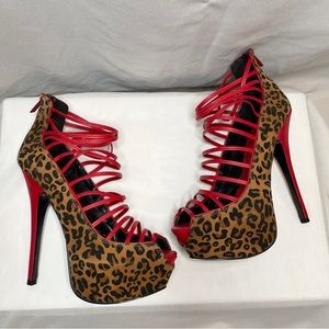 Alba Christy Leopard Print Platform Stiletto Heels Size 9